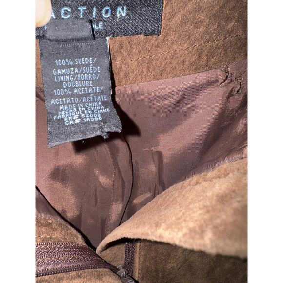Vintage Kenneth Cole reaction suede leather retro brown high rise lined pants 10 - Picture 11 of 16